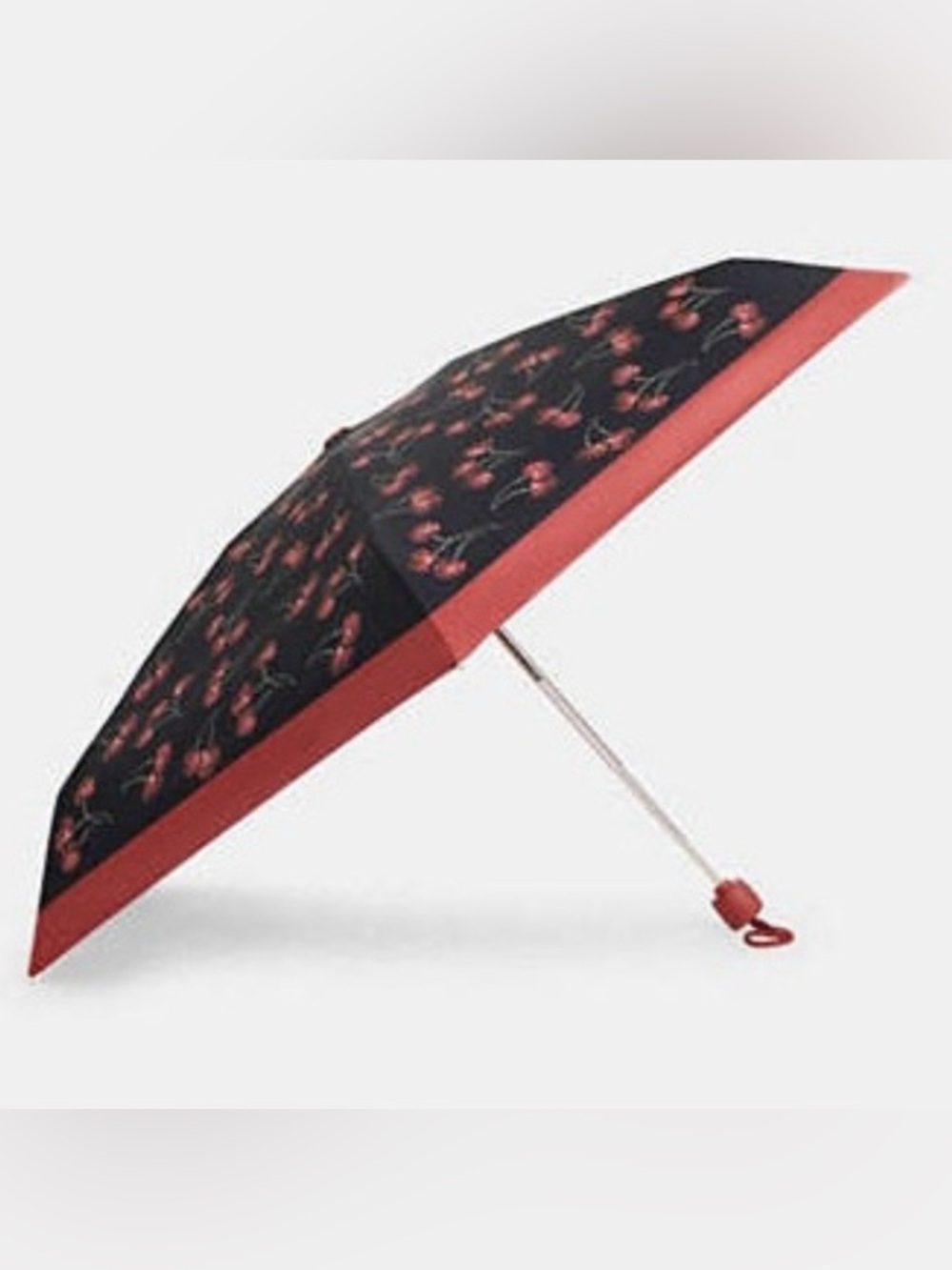 COACH Cherry Print Mini Umbrella Black
